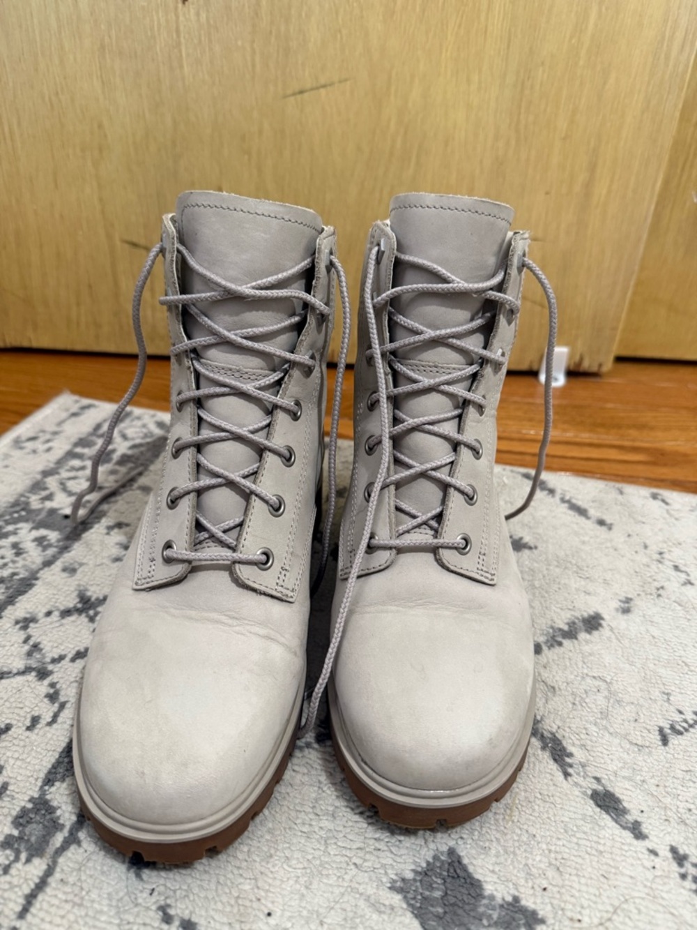 Timberland Women's Light Gray Lace-Up Combat Boots